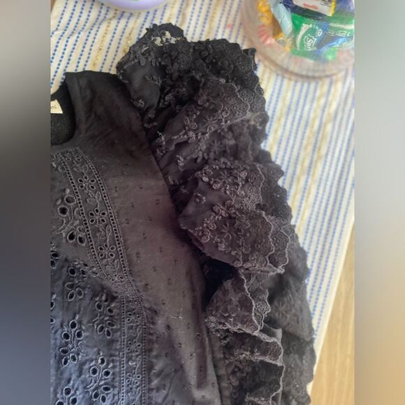 Ulla Johnson Bea Black  Midi Dress Embroidered  Ruffles Sleeve Sz 8 NWT - Picture 13 of 17